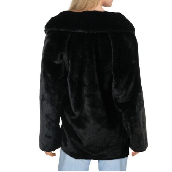 Free People Kate Faux Fur Double Breasted Coat Black Size M - LIKE NEW!! - Picture 3 of 14